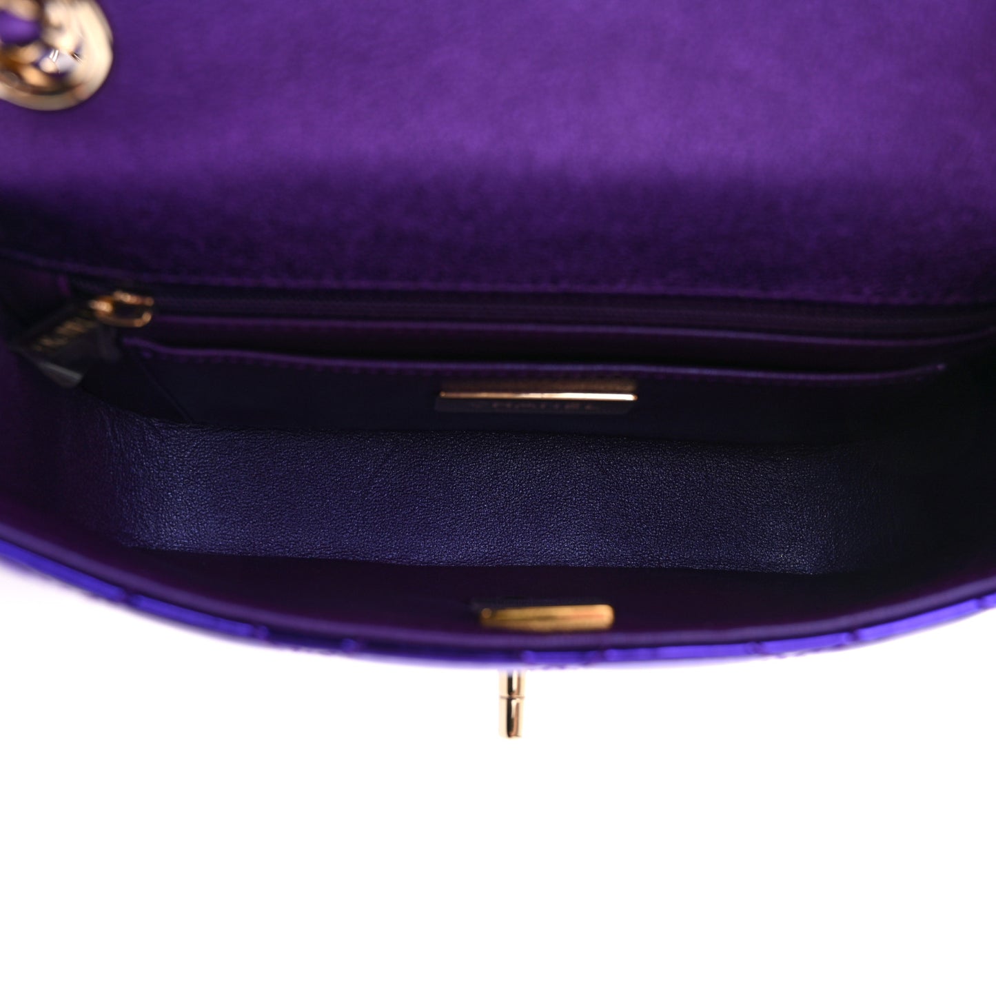 Mirror Calfskin Metallic Calfskin Quilted Hollywood Boulevard Mini Flap With Star Coin Purse Purple