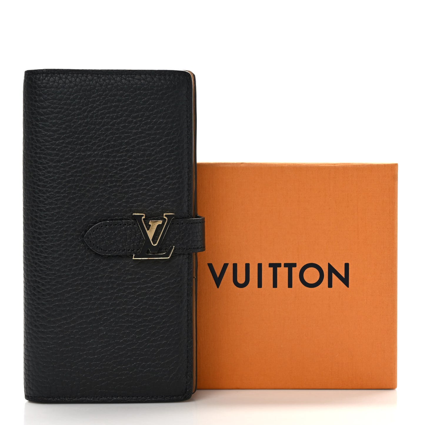 Taurillon LV Vertical Capucines Wallet Black Arizona