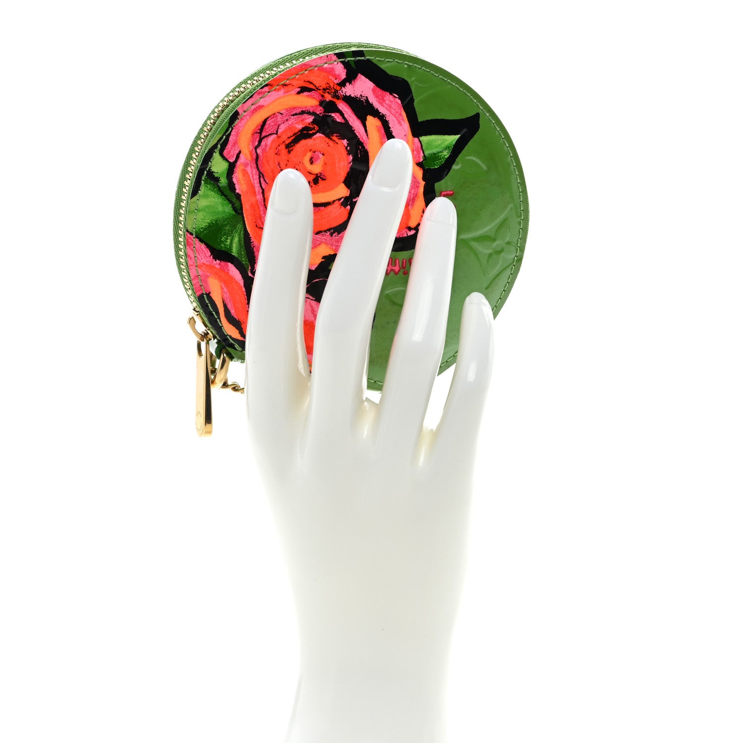 Louis Vuitton Vernis Roses Chapeau Coin Purse Vert Tonic 2 of 6
