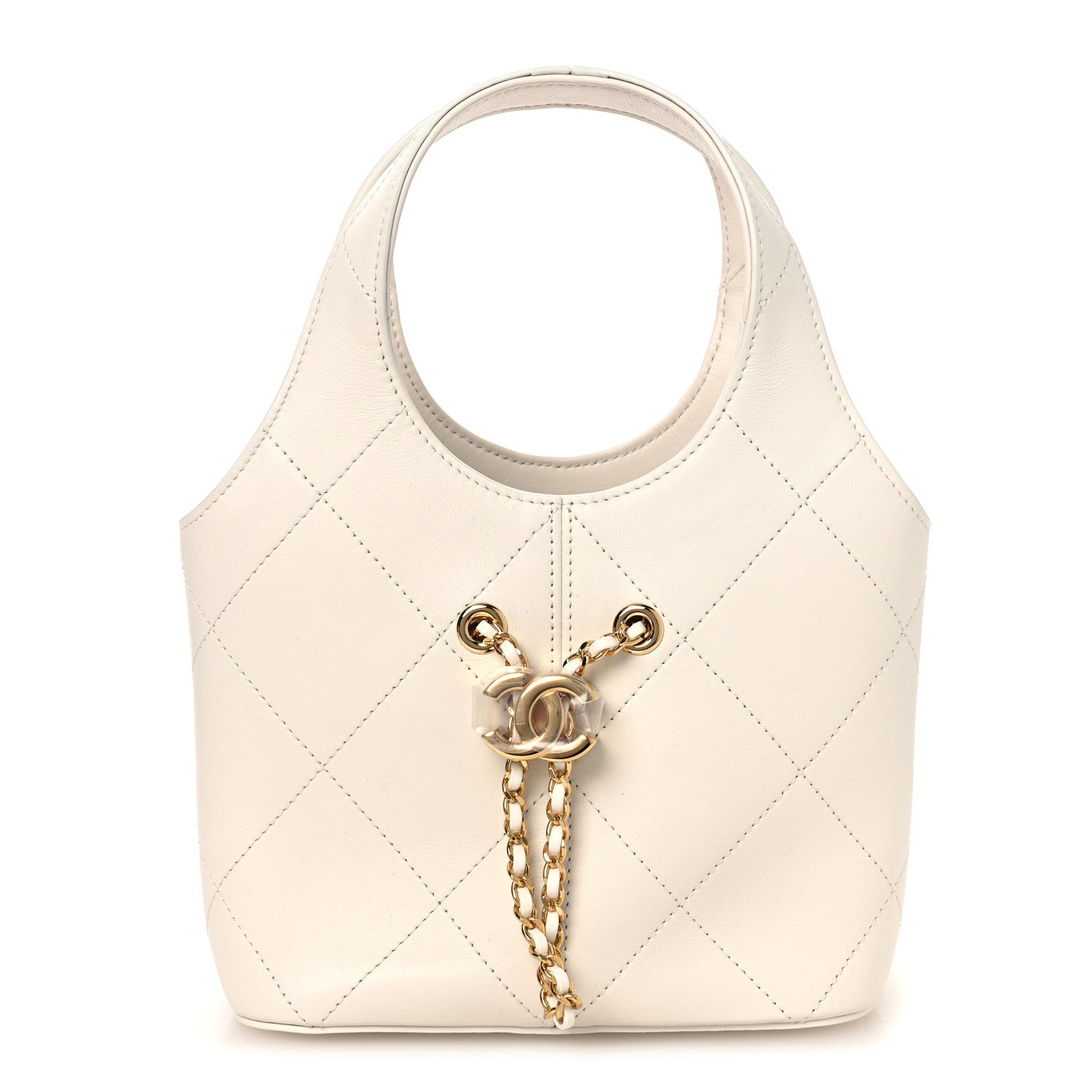 Chanel Calfskin Quilted Small Shopping Bag White 1 of 12