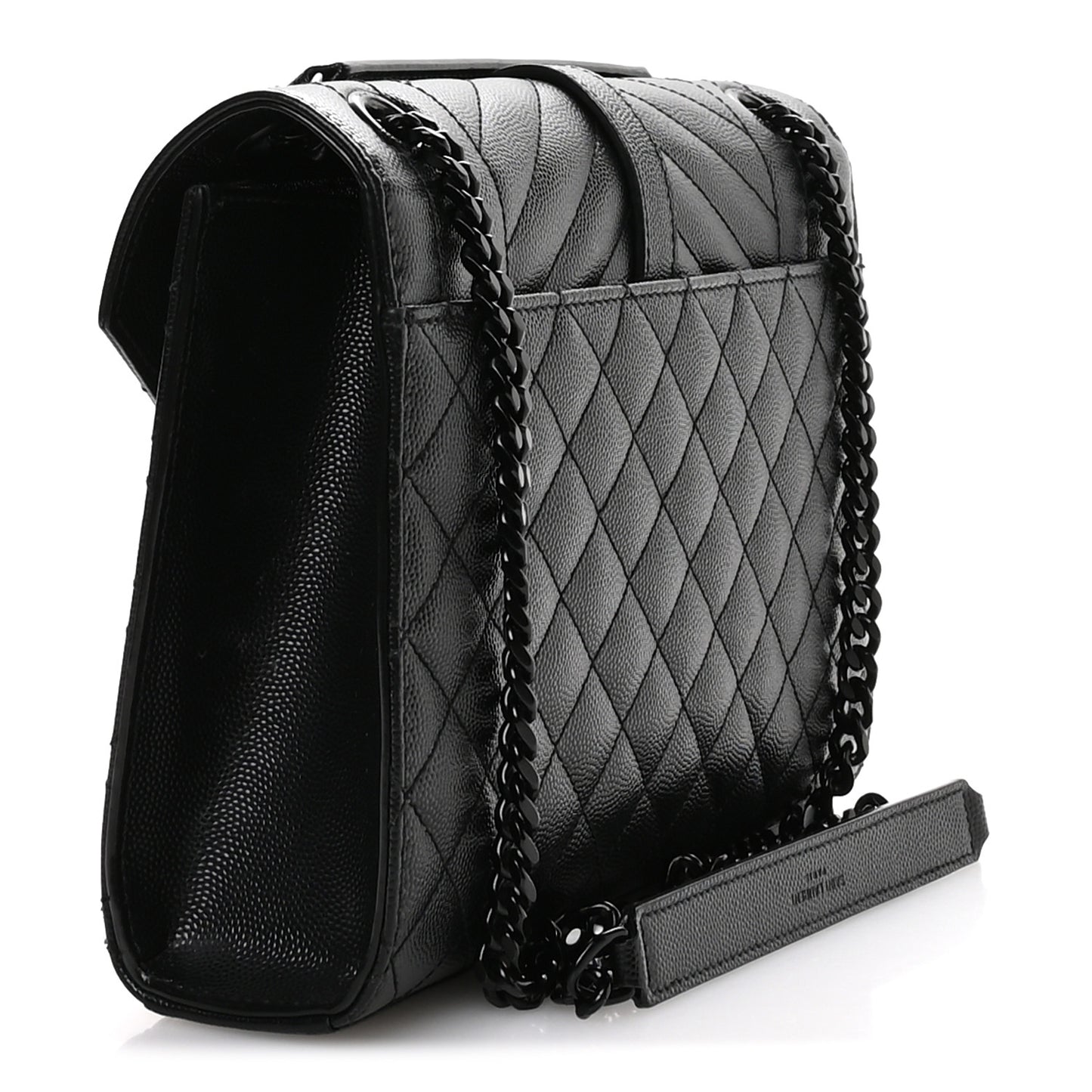 Grain De Poudre Textured Mixed Matelasse Triquilt Medium Monogram Monochrome Satchel Black