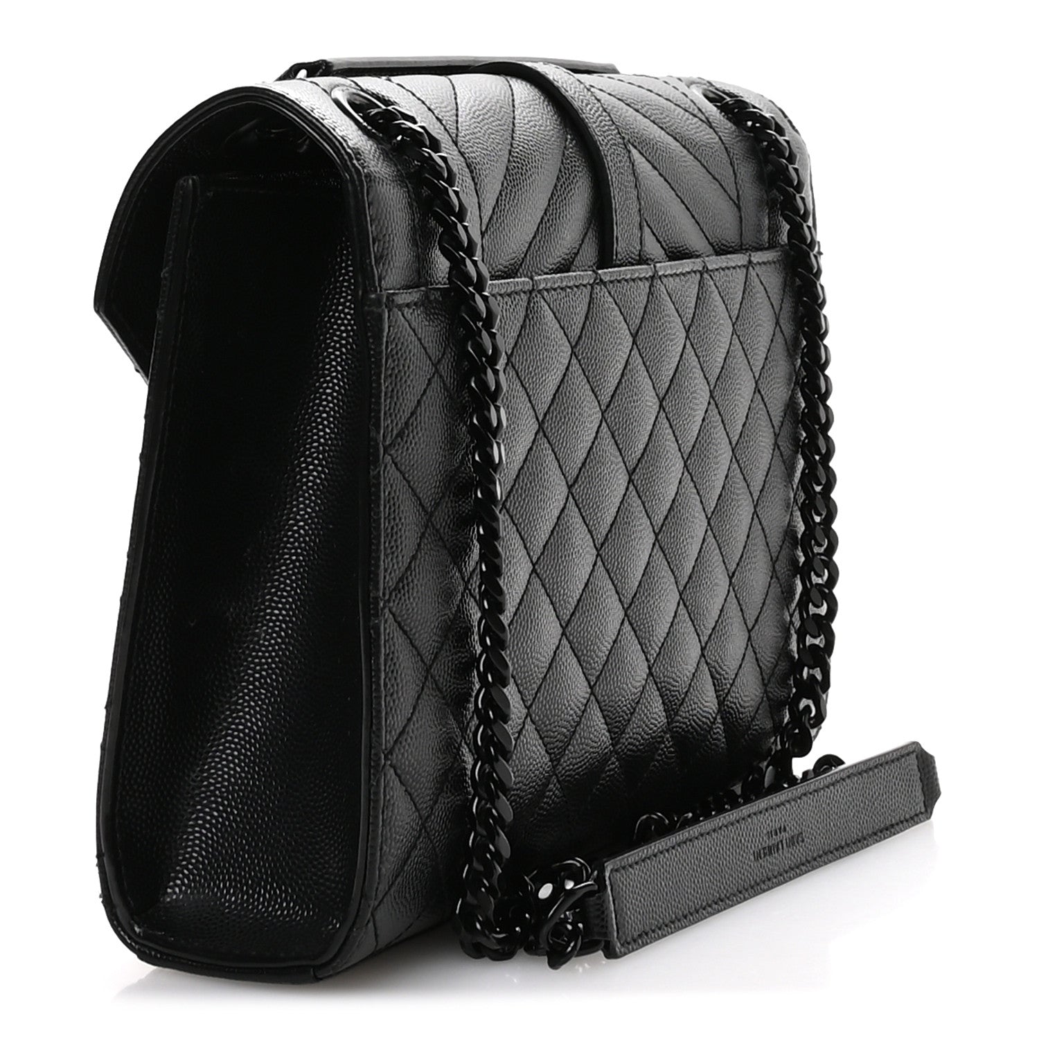 Saint Laurent Grain De Poudre Textured Mixed Matelasse Triquilt Medium Monogram Monochrome Satchel Black 3 of 11