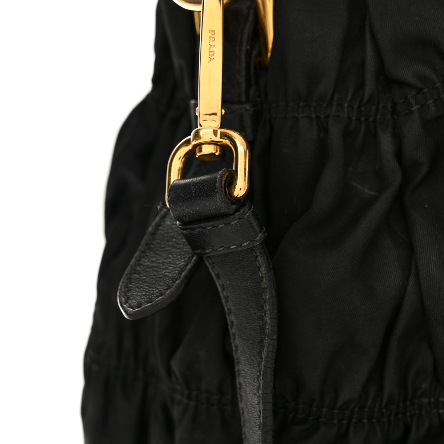 Tessuto Nylon Nappa Braided Gaufre Shopping Satchel Black