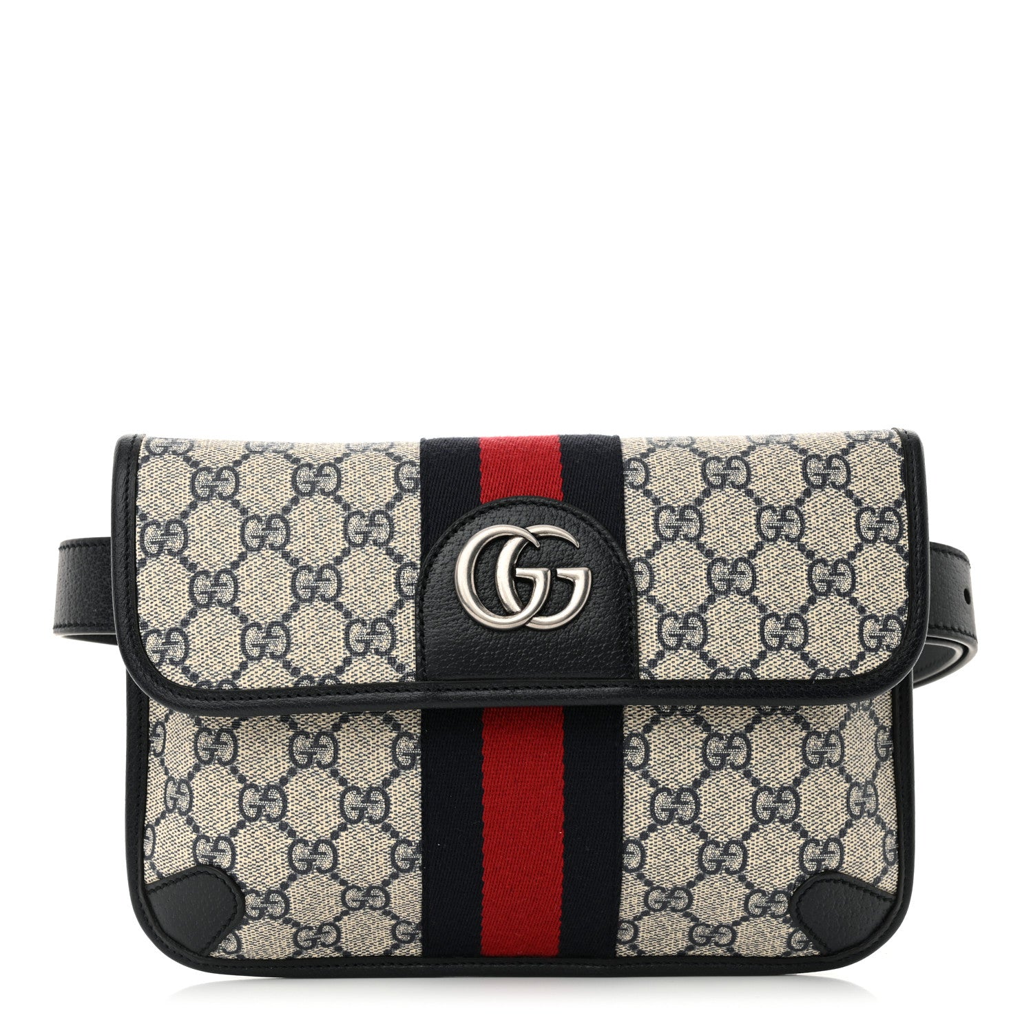 Gucci GG Supreme Monogram Web Small Ophidia Belt Bag 80 32 Beige Navy 1 of 10