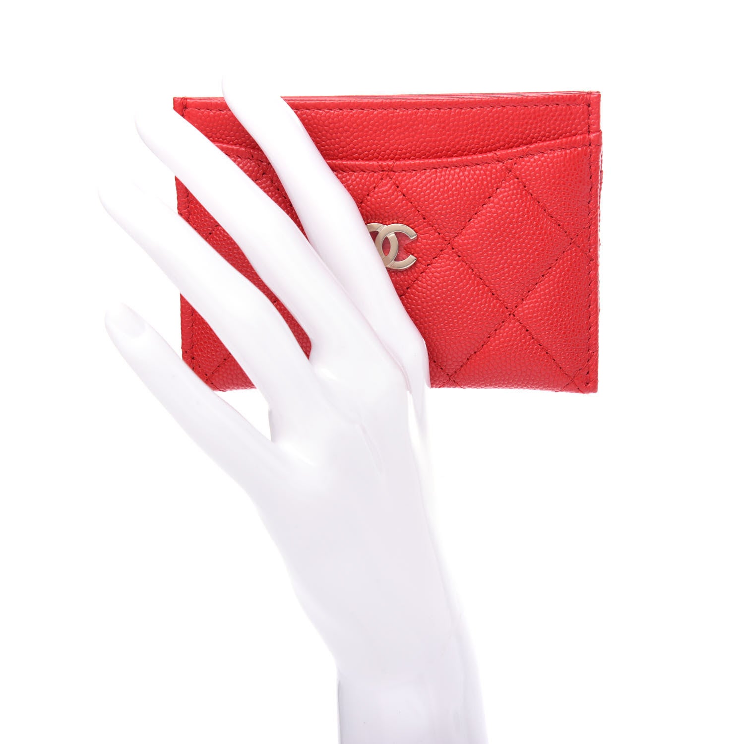 Chanel Caviar Quilted Card Holder Red 2 of 9