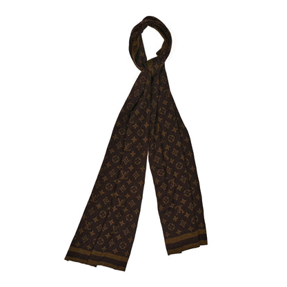 Louis Vuitton Cashmere Silk Monogram Scarf Brown 1 of 4