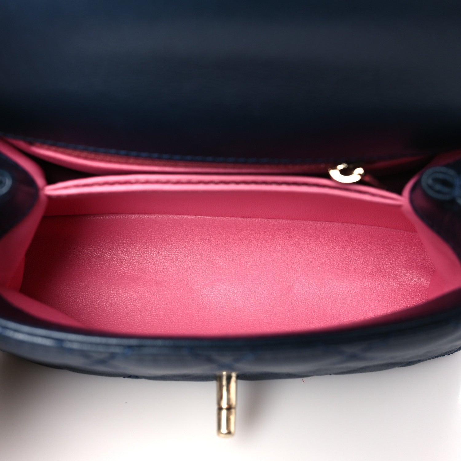 Chanel Goatskin Quilted Extra Mini Rainbow Coco Handle Flap Navy Blue 5 of 11