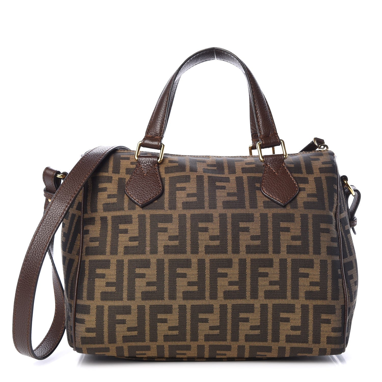 Fendi Zucca Vitello Artic Small Boston Tobacco Castagna 1 of 13