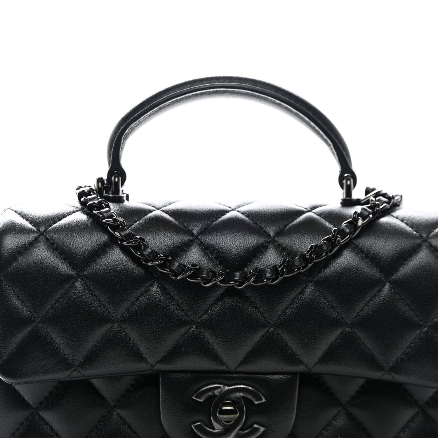 Chanel Lambskin Quilted Mini Top Handle Rectangular Flap So Black 8 of 11