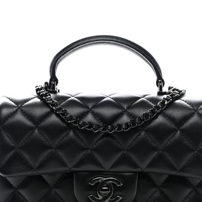 Chanel Lambskin Quilted Mini Top Handle Rectangular Flap So Black 8 of 11