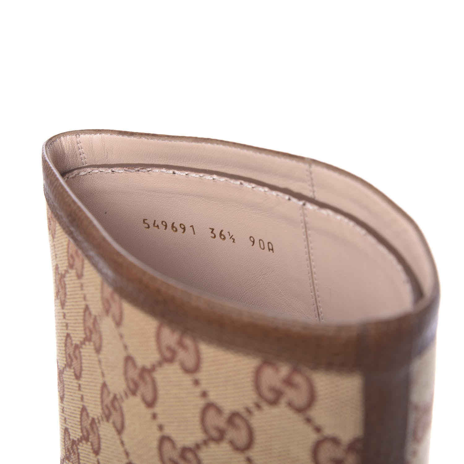 Gucci GG Monogram Calfskin Lola Tall Boots 36.5 Beige Ruggine Cuir 6 of 9