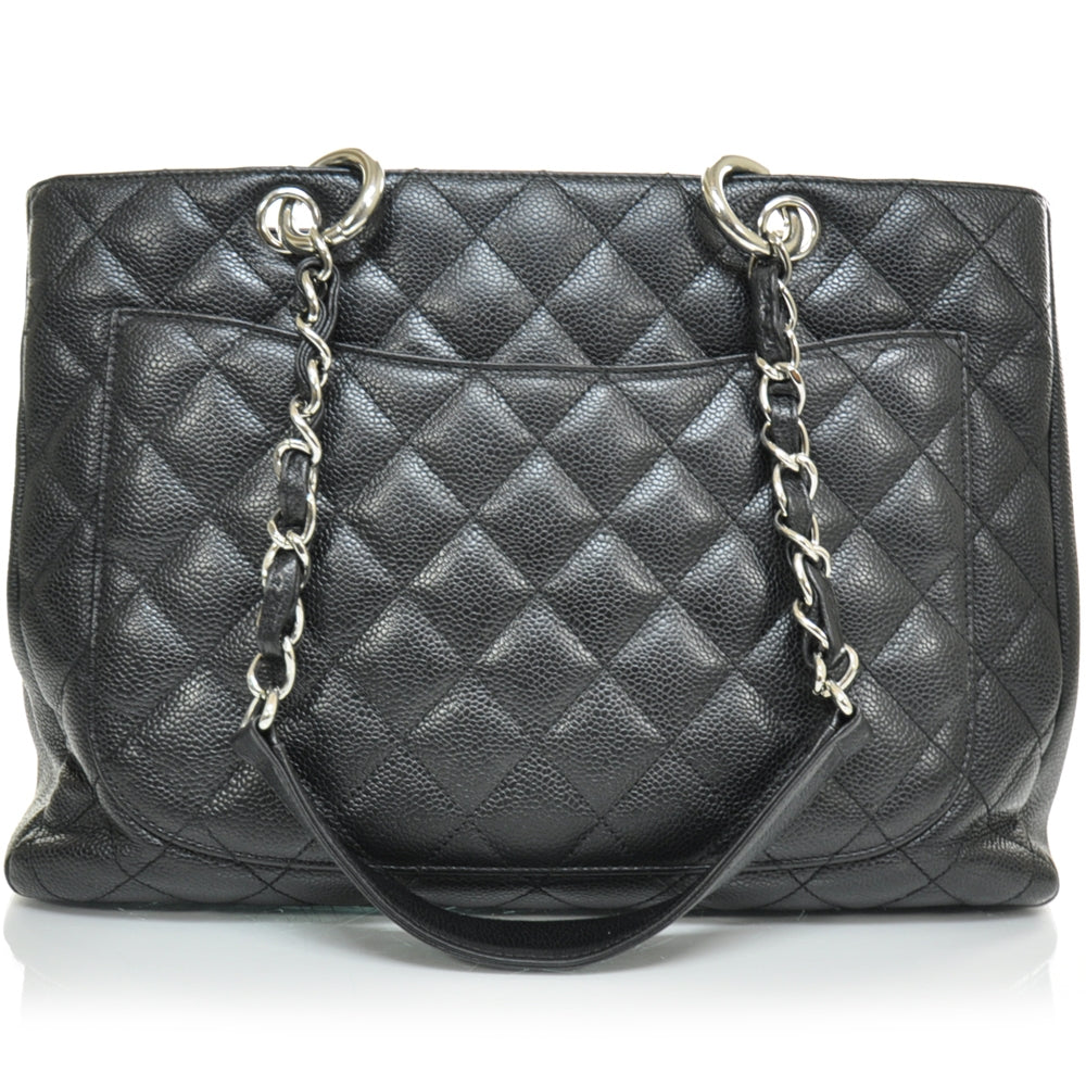 Caviar Quilted Grand Shopping Tote GST Black