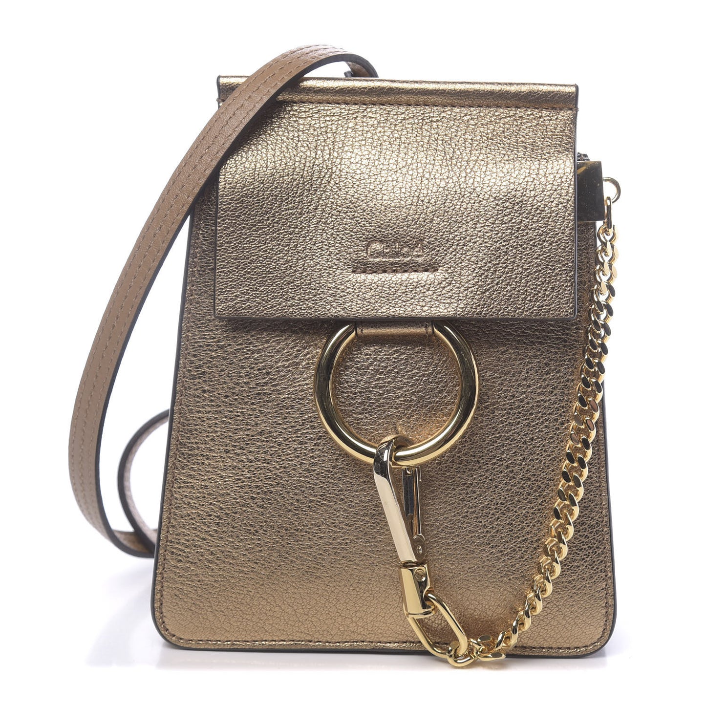 Metallic Calfskin Mini Faye Bracelet Bag Gold