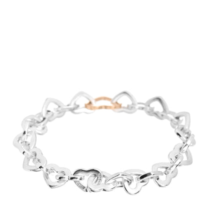 Tiffany Sterling Silver 18K Yellow Gold Heart Links Bracelet 3 of 4