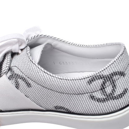 Chanel Embroidered Calfskin Womens CC Sneakers 38.5 Black White 8 of 11