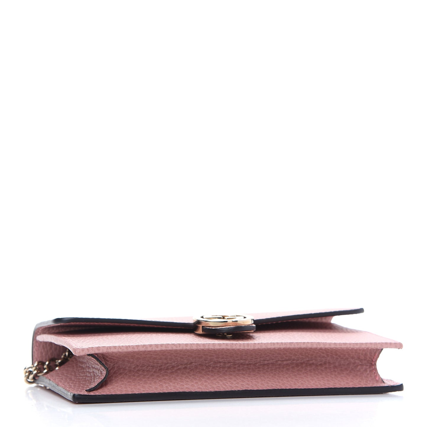 Dollar Calfskin Interlocking G Chain Wallet Soft Pink