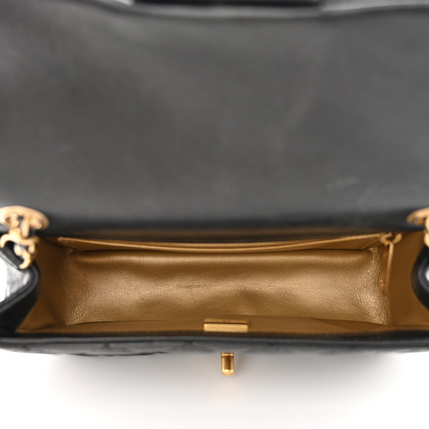 Lambskin Quilted Mini Rectangular Pearl Crush Flap Black