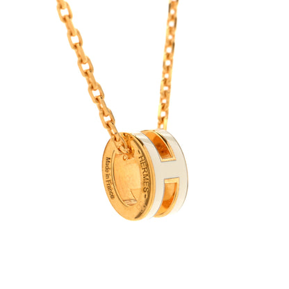 Hermes Lacquered Gold Mini Pop H Pendant Necklace White 6 of 7