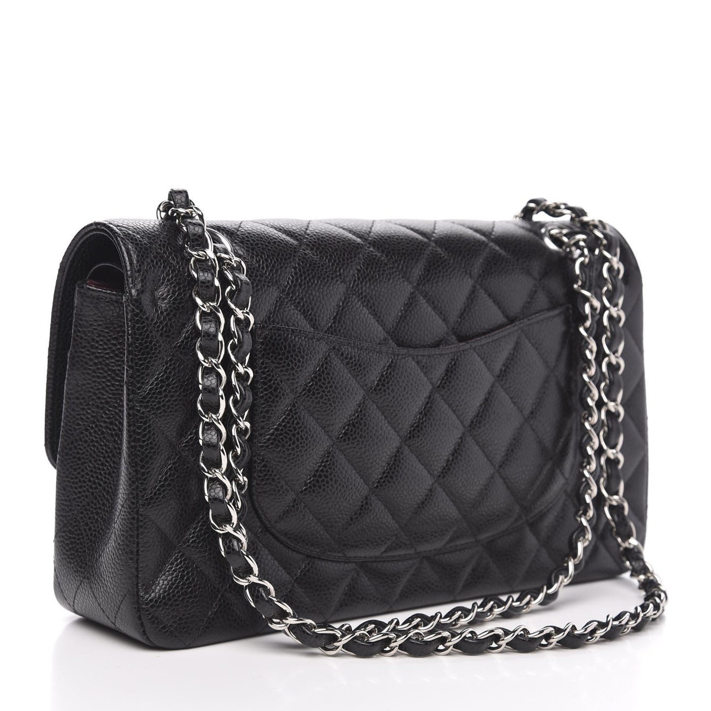 Caviar Quilted Medium Double Flap Black
