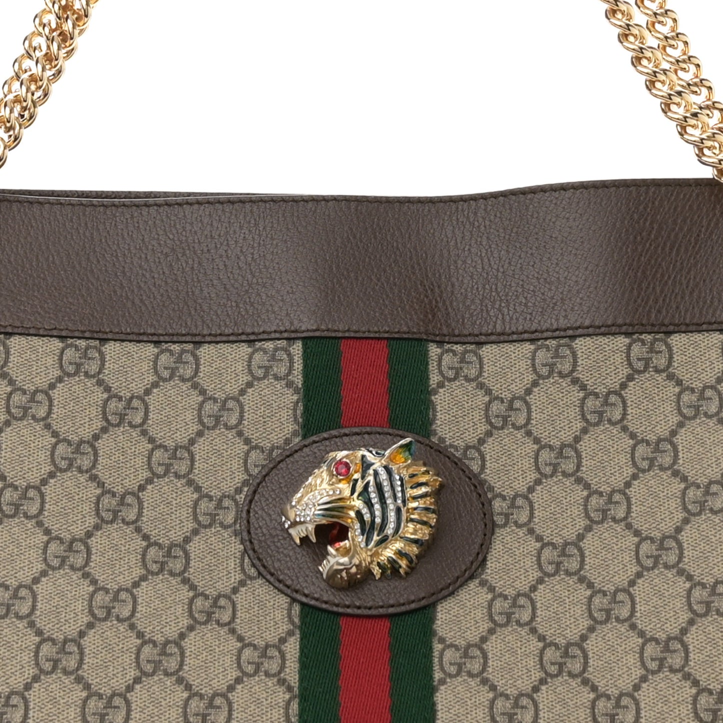 GG Supreme Monogram Large Rajah Chain Tote Beige New Acero