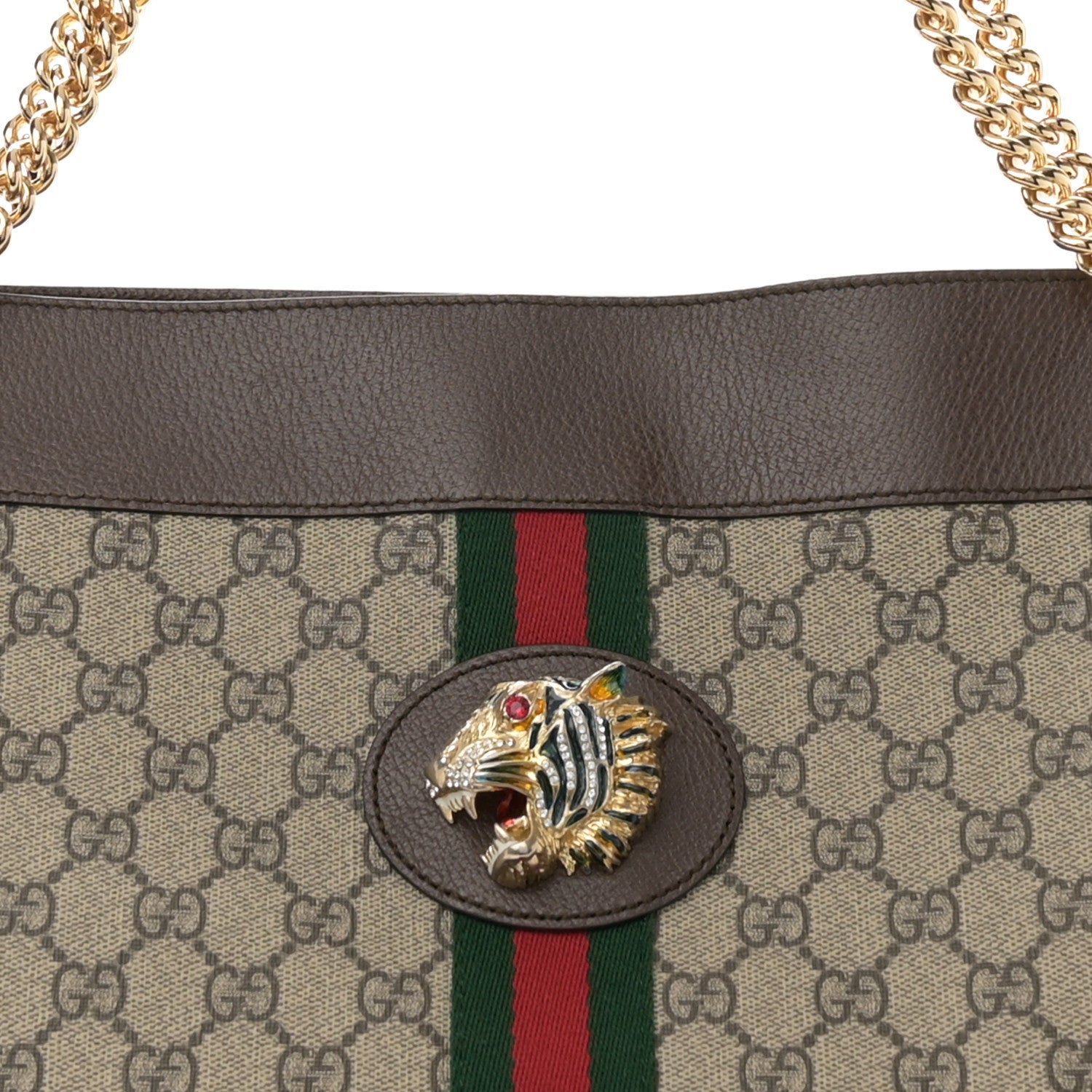 Gucci GG Supreme Monogram Large Rajah Chain Tote Beige New Acero 9 of 12