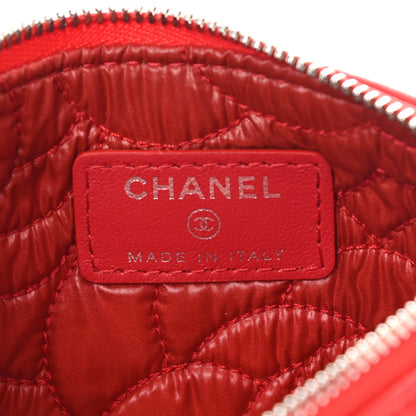 Chanel Goatskin Camellia Embossed Cosmetic Pouch Red 6 of 8