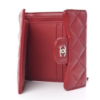 Chanel Caviar Quilted Compact Flap Wallet Dark Red 5 of 10