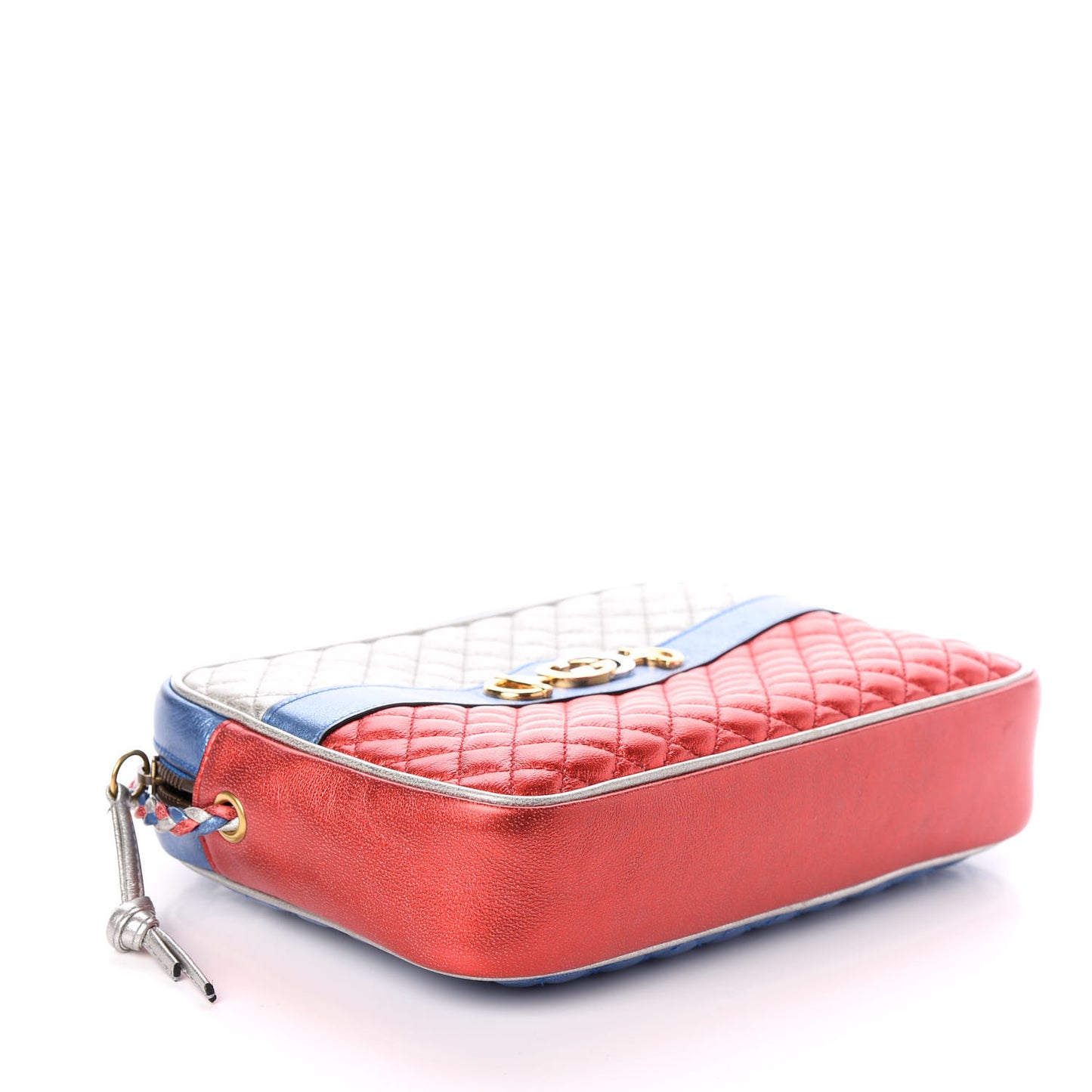 Laminated Nappa Trapuntata Small Zumi Shoulder Bag Rosso Marine Argento