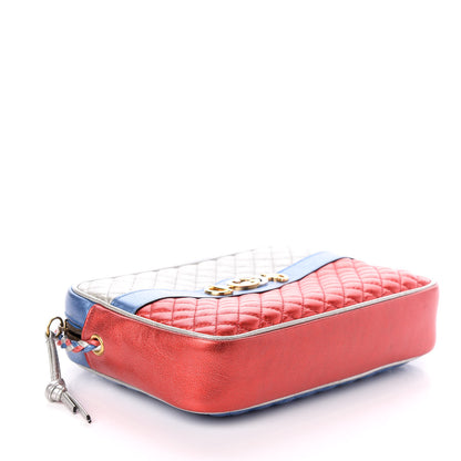 Gucci Laminated Nappa Trapuntata Small Zumi Shoulder Bag Rosso Marine Argento 4 of 10