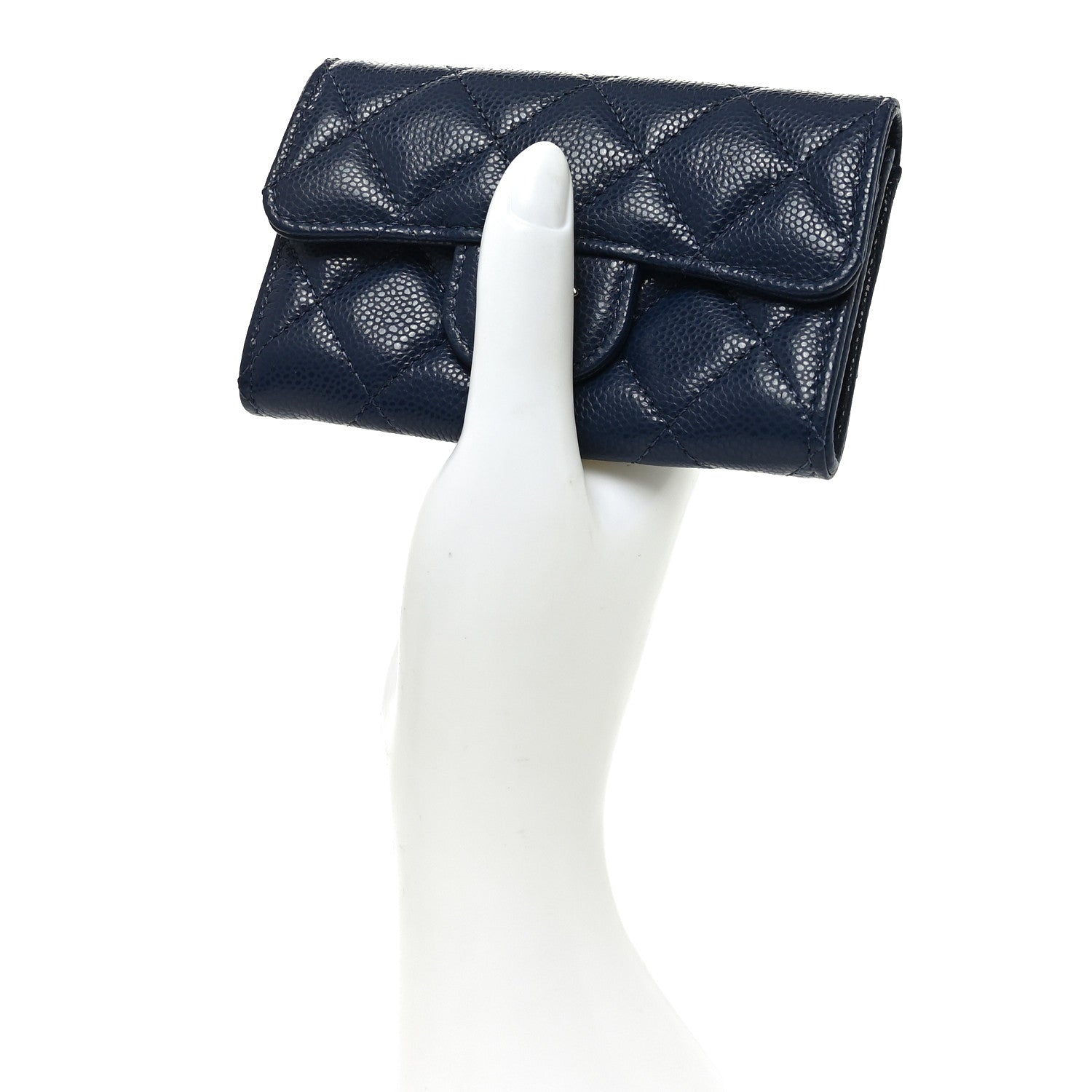 Chanel Caviar Quilted Flap Card Holder Wallet Navy Blue 2 of 9