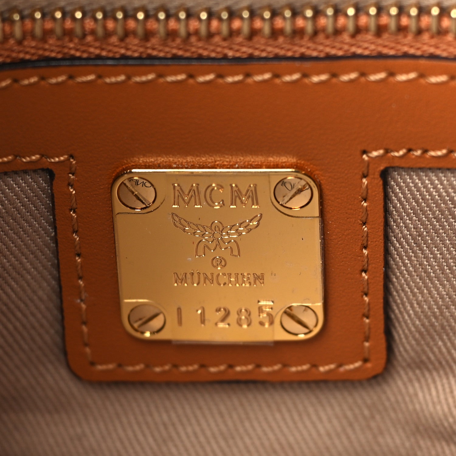 MCM Visetos Rabbit Crossbody Pouch Cognac 6 of 10