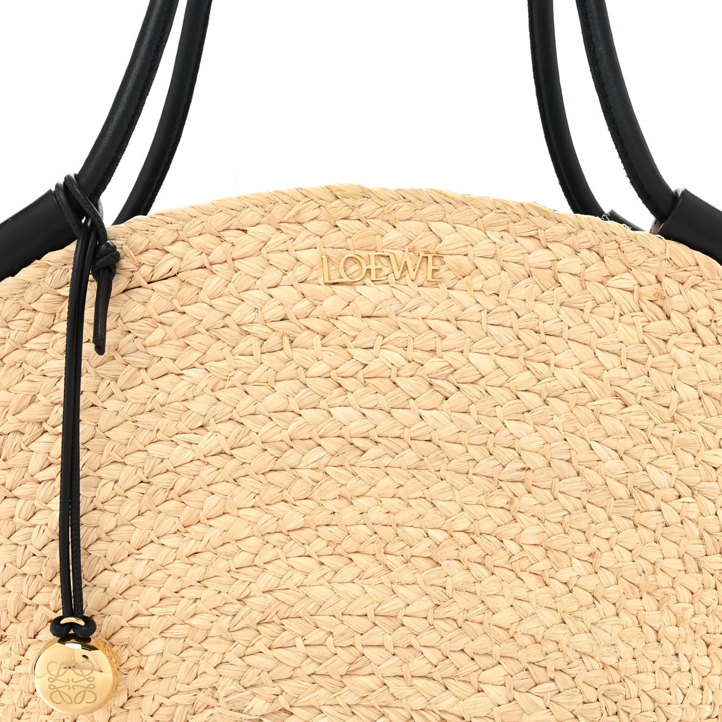 Raffia Nappa Calfskin Small Paseo Basket Bag Natural Black