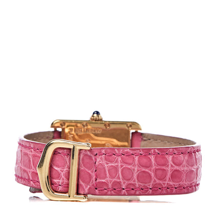 Cartier Sterling Silver Vermeil Alligator 23mm Must de Tank Quartz Watch Pink 3 of 6