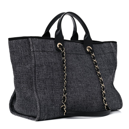 Chanel Woven Straw Raffia Medium Deauville Tote Grey 2 of 12