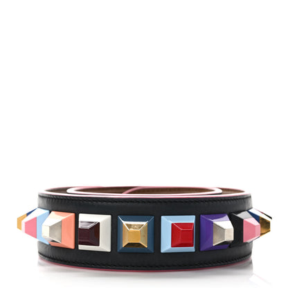 Fendi Vitello Dolce Plexiglass Bi-Color Studded Strap You Black Brownie Multicolor 2 of 4