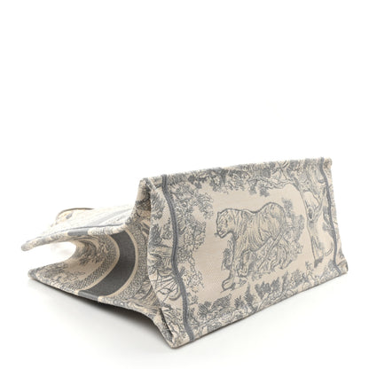 Christian Dior Canvas Embroidered Medium Dioriviera Toile De Jouy Book Tote Gray 4 of 9