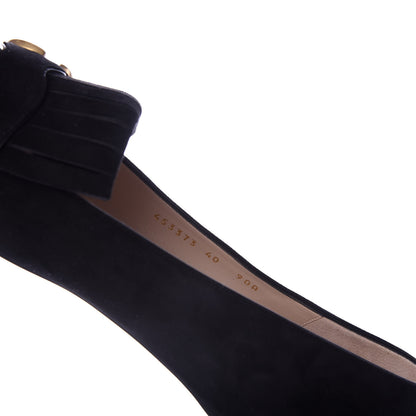 Gucci Kid Scamosciato GG Marmont Fringe Flats 40 Black 10 of 11