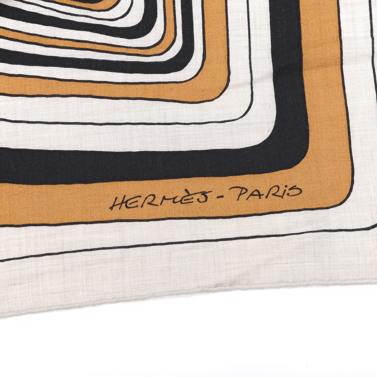Hermes Cashmere Silk Pegase Paysage Shawl 140 Naturel Caramel Black 3 of 6