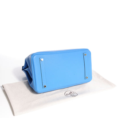 Hermes Taurillon Clemence Birkin 35 Bleu Paradis 20 of 26