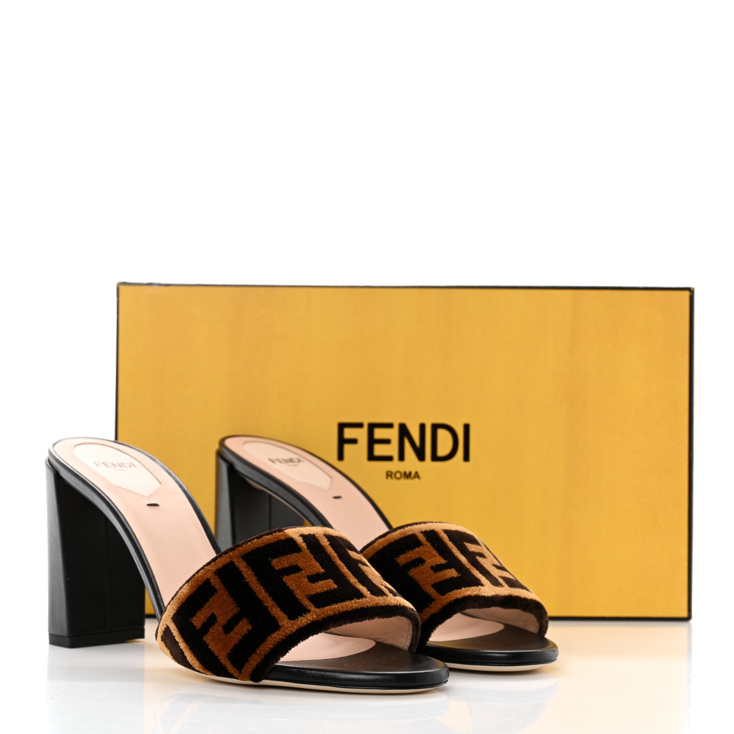 Fendi Velvet FF Slide Sandals 39 Tobacco 8 of 8