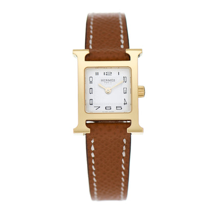 Hermes Stainless Steel Epsom 17.2mm Heure H Hour Quartz Watch Gold 1 of 5