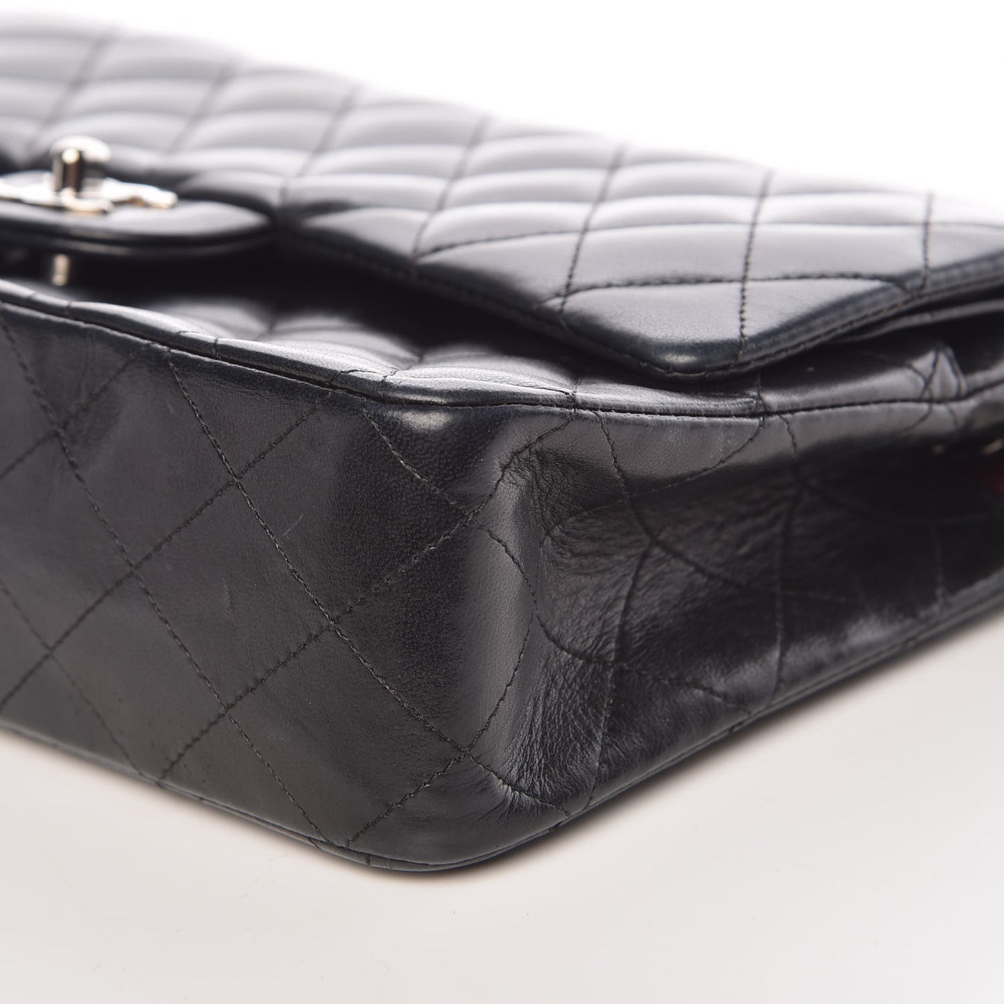 Lambskin Quilted Medium Double Flap Black