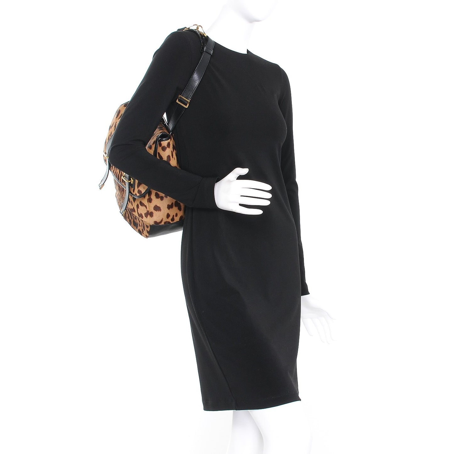 Calf Hair Medium Besace Shoulder Bag Leopard
