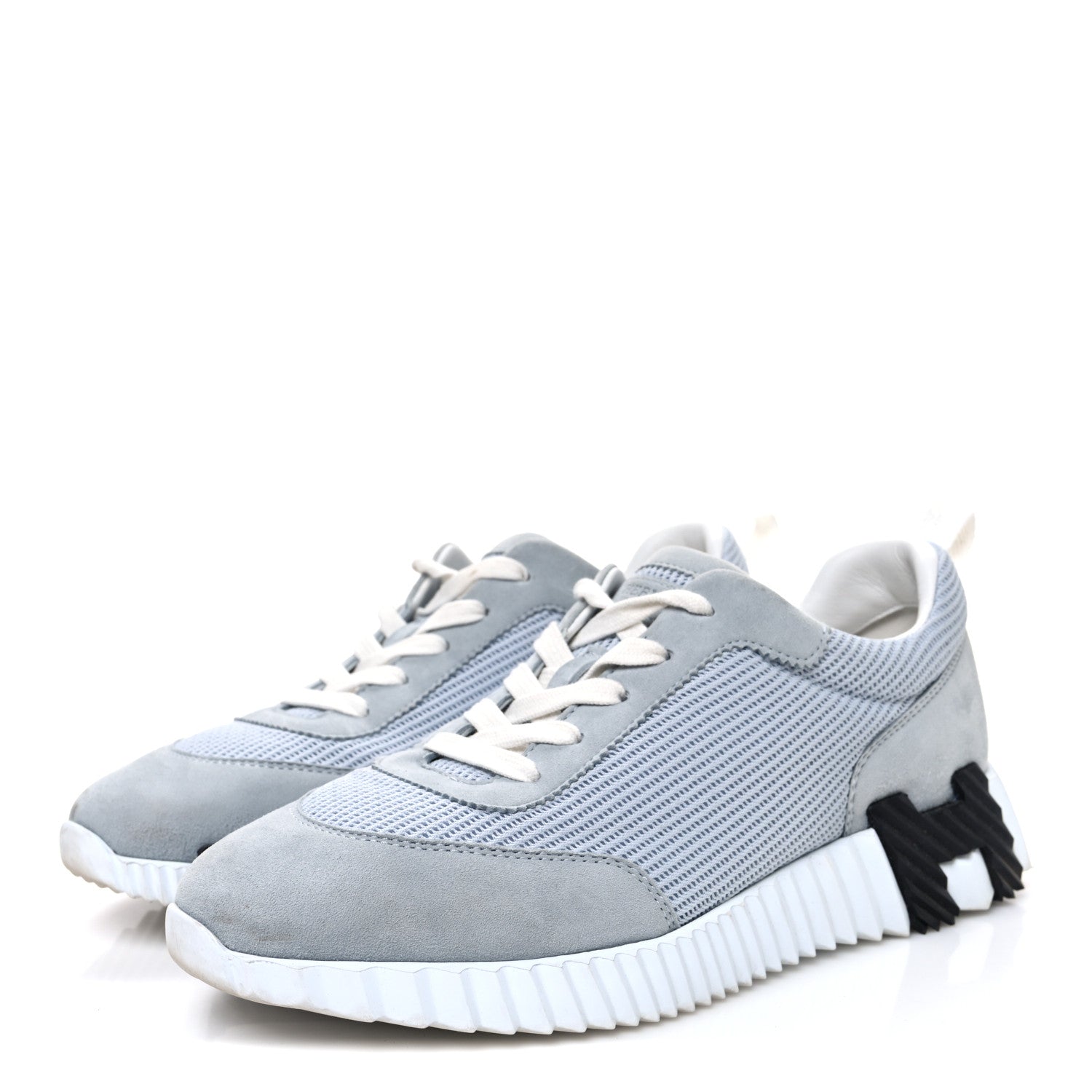 Hermes Textured Mesh Suede Goatskin Bouncing Sneakers 39 Gris Nuage 4 of 11