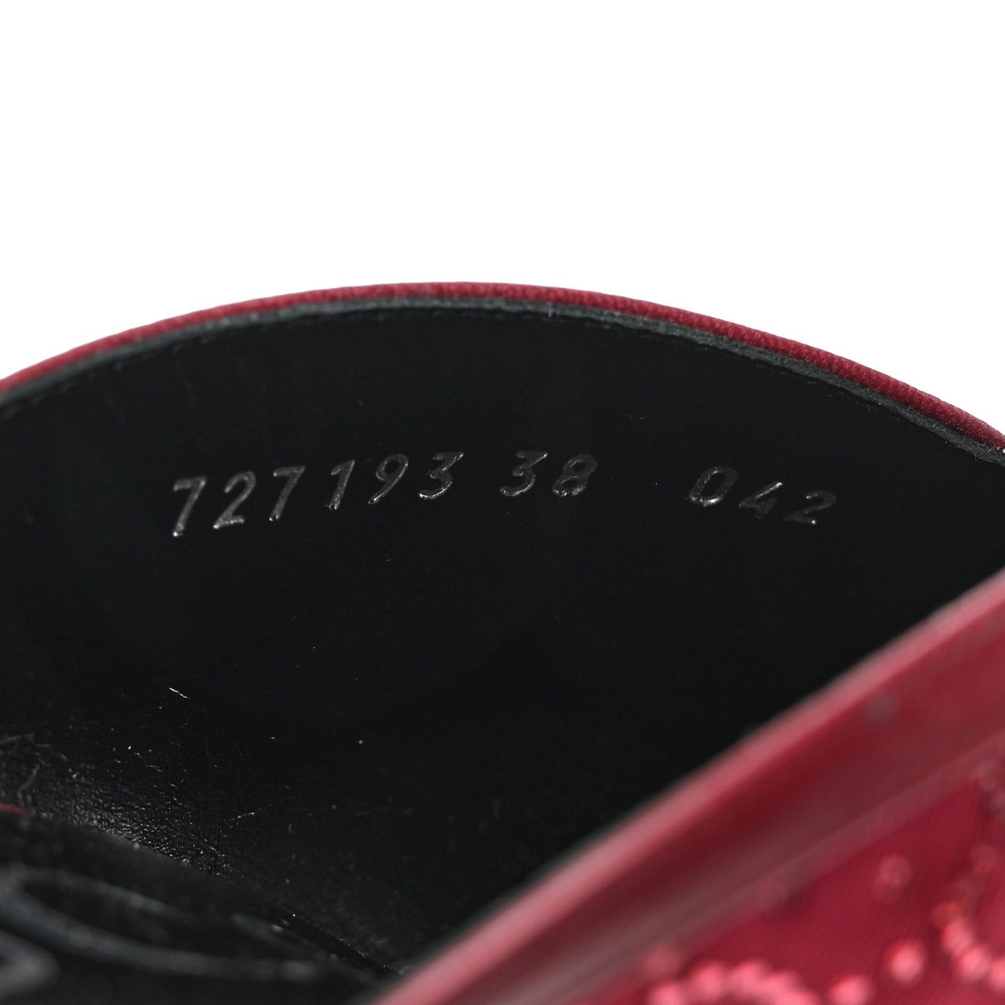 Moire Fabric Malaga Kid Crystal GG Monogram Square G 95mm Slide Sandals 38 Dark Cherry Red