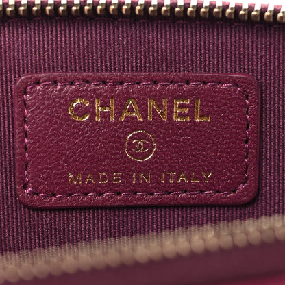 Chanel Lambskin Quilted Zip Card Holder Wallet Dark Purple 6 of 9