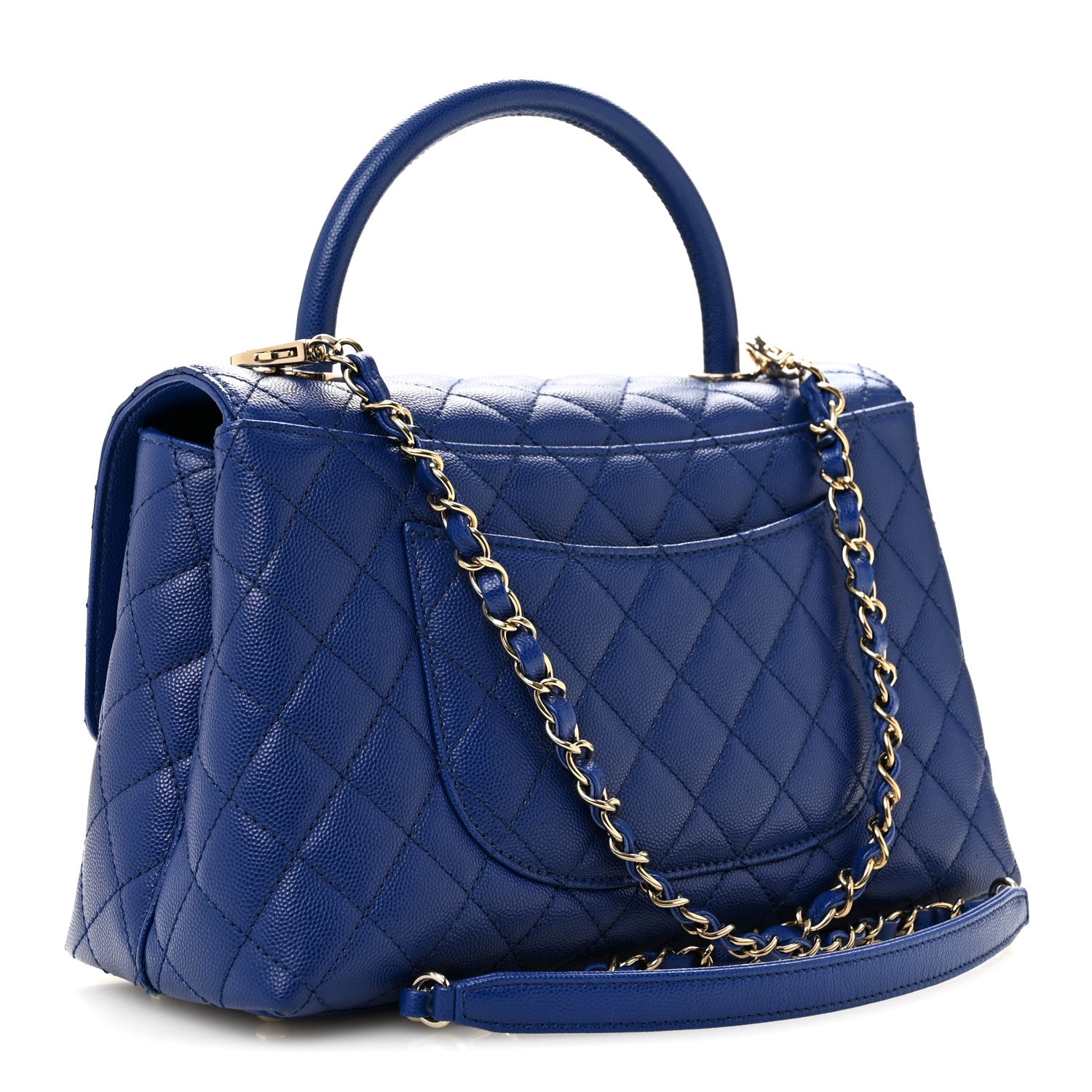 Chanel Caviar Quilted Small Coco Handle Flap Blue 3 of 12