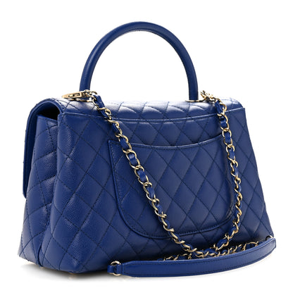Chanel Caviar Quilted Small Coco Handle Flap Blue 3 of 12
