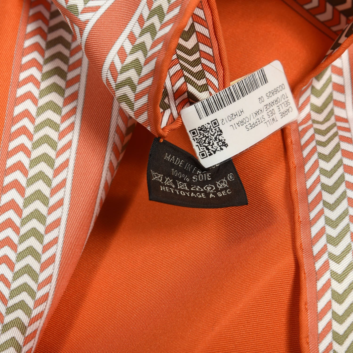 Hermes Silk Selle Des Steppes Scarf 90 Orange Kaki Corail 5 of 5