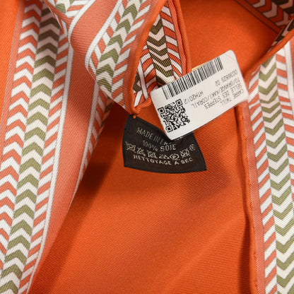 Hermes Silk Selle Des Steppes Scarf 90 Orange Kaki Corail 5 of 5